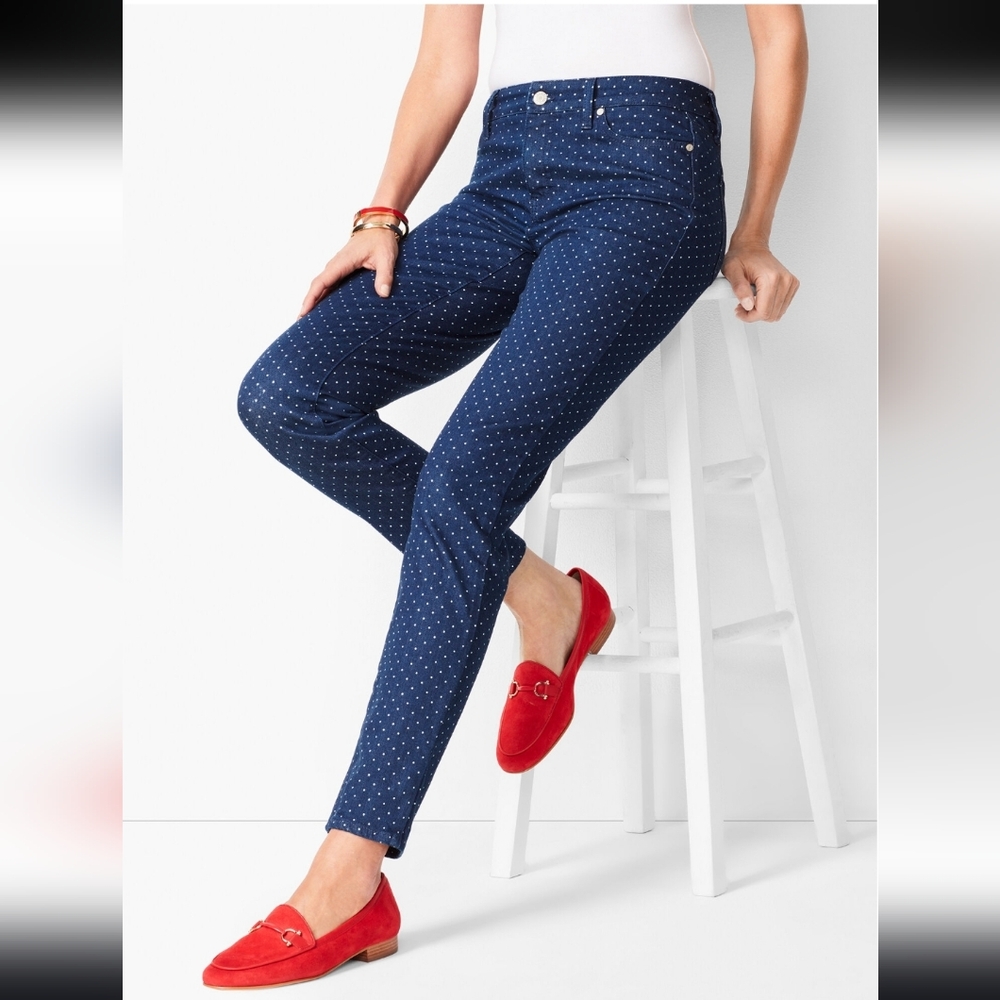 Talbots Flawless Slim Ankle Dot Denim Jeans 10P - Picture 13 of 14